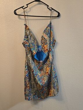 superdown Paisley V-Neck Spaghetti Strap Dress - Blue Multi